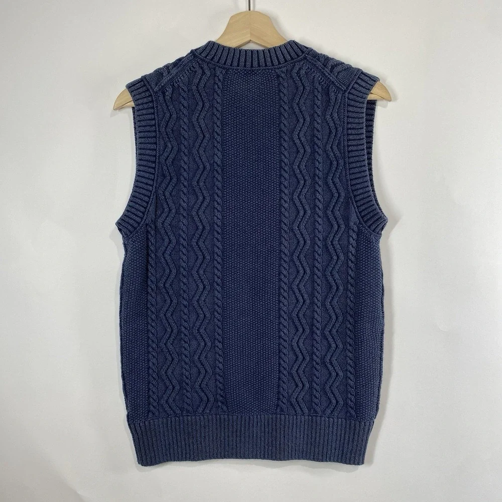 Abercrombie & Fitch Womens Navy Cotton Cable Knit Sweater Vest Size S Preppy